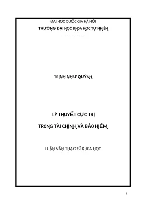 Luận văn thạc sĩ lý thuyết cực trị trong tài chính và bảo hiểm lvts vnu