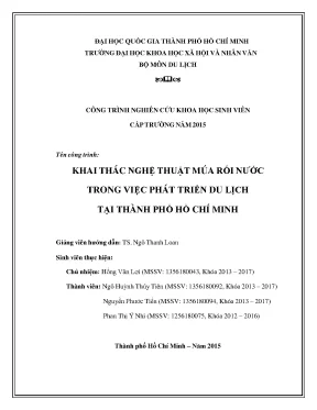 Khai thác nghệ thuật múa rối nước trong việc phát triển du lịch tại thành phố hồ chí minh công trình nghiên cứu khoa học sinh viên cấp trường