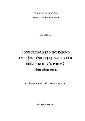 1595 công tác đào tạo bồi dưỡng lý luận chính trị tại trung tâm chính trị huyện phù mỹ tỉnh bình định luận văn tốt nghiệp