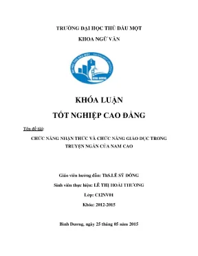 Khóa luận tốt nghiệp chức năng nhận thức và chức năng giáo dục trong truyện ngắn của nam cao