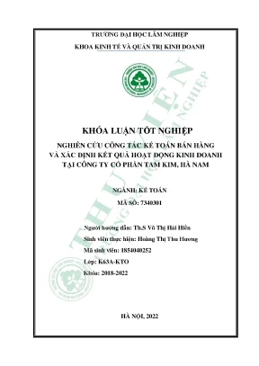 Nghiên cứu công tác kế toán bán hàng và xác định kết quả hoạt động kinh doanh tại công ty cổ phần tam kim hà nam