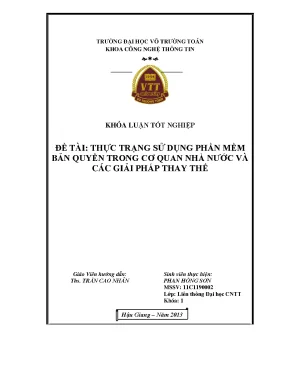 Khóa luận tốt nghiệp công nghệ thông tin thực trạng sử dụng phần mềm bản quyền trong cơ quan nhà nước và các giải pháp thay thế