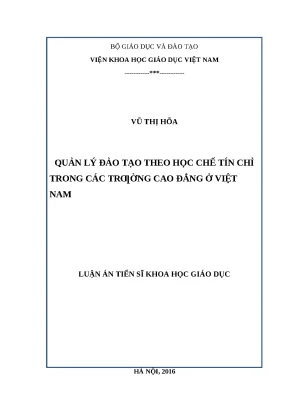 Luận án quản lý đào tạo theo học chế tín chỉ trong các trường cao đẳng ở việt nam