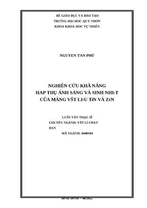 0909 nghiên cứu khả năng hấp thụ ánh sáng và sinh nhiệt của màng vật liệu tin và zrn luận văn tốt nghiệp