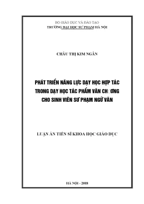 Phát triển năng lực dạy học hợp tác trong dạy học tpvc cho sinh viên sư phạm ngữ văn