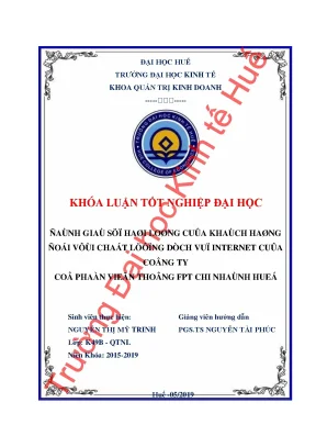 Đánh giá sự hài lòng của khách hàng đối với chất lượng dịch vụ internet của công ty cổ phần viễn thông fpt chi nhánh huế
