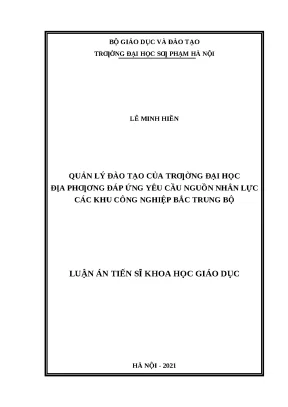 Luận án quản lý đào tạo của trƣờng đại học địa phƣơng đáp ứng yêu cầu nguồn nhân lực các khu công nghiệp bắc trung bộ
