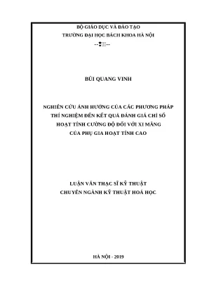 Luận án tiến sĩ nghiên cứu ảnh hưởng của các phương pháp thí nghiệm đến kết quả đánh giá chỉ số hoạt tính cường độ đối với xi măng của phụ gia hoạt tính cao