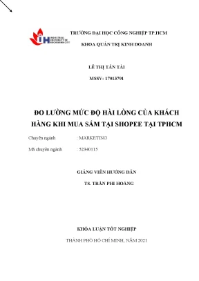 Đo lường mức độ hài lòng của khách hàng khi mua sắm tại shopee tại thành phố hồ chí minh