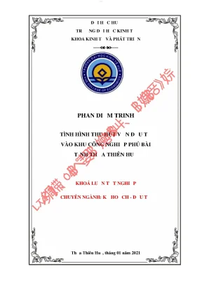Tình hình thu hút vốn đầu tư vào khu công nghiệp phú bài tỉnh thừa thiên huế