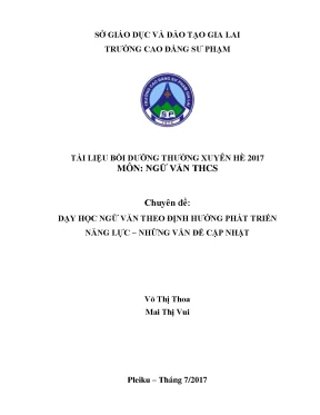 Tài liệu bồi dưỡng thường xuyên hè môn ngữ văn thcs