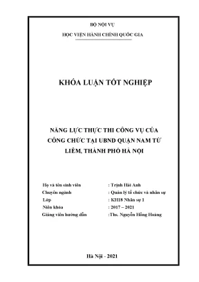 Năng lực thực thi công vụ của công chức tại ubnd quận nam từ liêm thành phố hà nội 1
