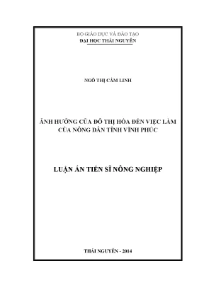 Khóa luận tốt nghiệp ảnh hưởng của đô thị hoá đến việc làm của nông dân tỉnh vĩnh phúc