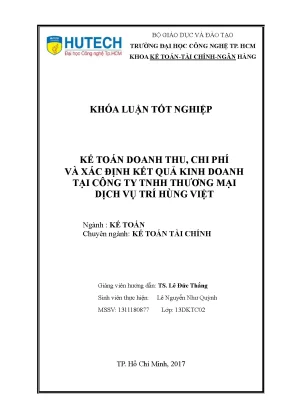 Khóa luận tốt nghiệp kế toán doanh thu chi phí và xác định kết quả kinh doanh tại công ty tnhhh thương mại dịch vụ trí hùng việt