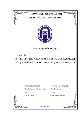 Nghiên cứu thu nhận enzyme zylanase và cmcase từ xạ khuẩn ứng dụng trong trợ nghiền bột giấy