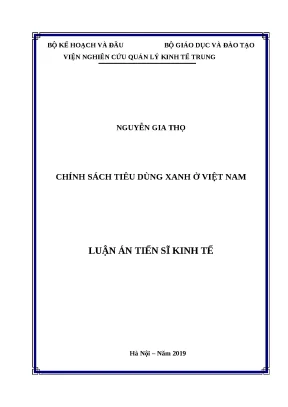 Luận án tiến sĩ chính sách tiêu dùng xanh tại việt nam