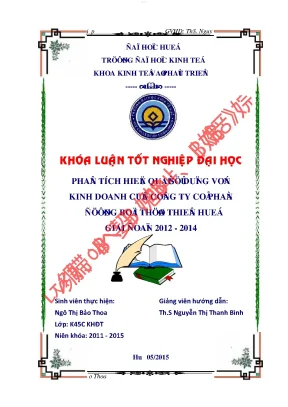 Phân tích hiệu quả sử dụng vốn kinh doanh tại công ty cổ phần đường bộ i thừa thiên huế giai đoạn 2012 2014
