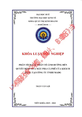 Phân tích các nhân tố ảnh hưởng đến quyết định mua máy pha cà phê của khách hàng tại công ty tnhh madg