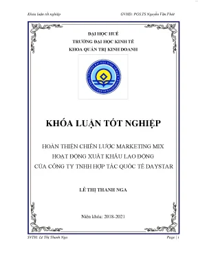 Hoàn thiện chiến lược marketing mix xuất khẩu lao động của công ty tnhh hợp tác quốc tế daystar