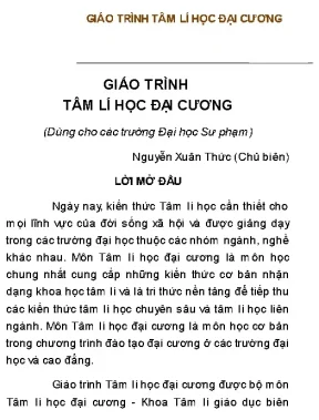 Tài liệu giáo trình tâm lý học đại cương