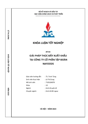 Chuyên ngành kinh tế đối ngoại giải pháp thúc đẩy xuất khẩu tại công ty cổ phần tập đoàn nafoods