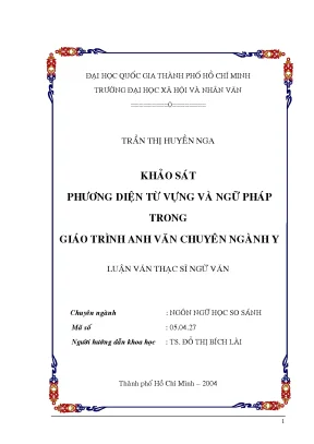 Khảo sát phương diện từ vựng và ngữ pháp trong giáo trình anh văn chuyên ngành y