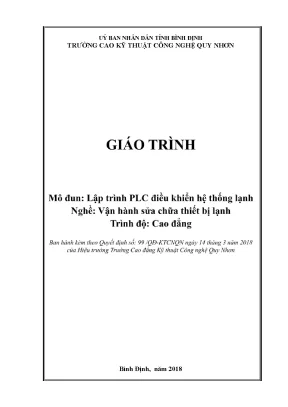 Giáo trình mô đun lập trình plc điều khiển hệ thống lạnh nghệ vận hành sửa chữa thiiết bị lạnh