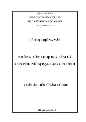 Luận án những tổn thương tâm lý của phụ nữ bị bạo lực gia đình