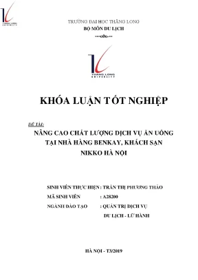 Nâng cao chất lượng dịch vụ ăn uống tại nhà hàng benkay khách sạn nikko hà nội