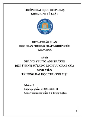 Những yếu tố ảnh hưởng đến ý định sử dụng dịch vụ grab của sinh viên trường đại học thương mại