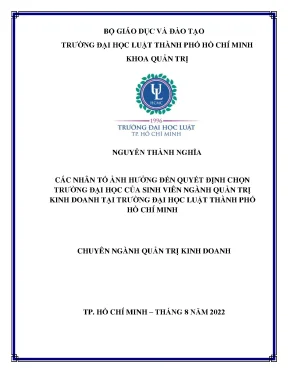 Các nhân tố ảnh hưởng đến quyết định chọn trường đại học của sinh viên ngành quản trị kinh doanh tại trường đại học luật tp hcm