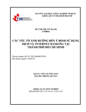 Các yếu tố ảnh hưởng đến ý định sử dụng dịch vụ internet banking tại thành phố hồ chí minh