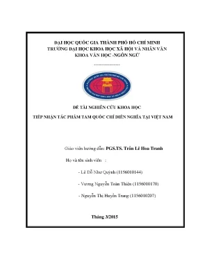 Tiếp nhận tác phẩm tam quốc chí diễn nghĩa tại việt nam công trình nghiên cứu khoa học sinh viên cấp trường