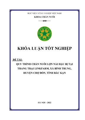 Quy trình chăn nuôi lợn nái hậu bị tại trang trại linkfarm xã bình trung huyện chợ đồn tỉnh bắc kạn