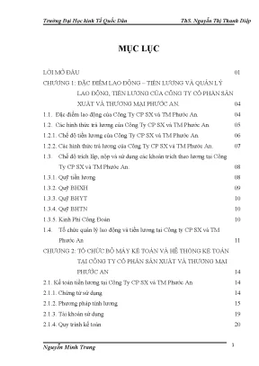 Chuyên đề thực tập hoàn thiện kế toán tiền lương và các khoản trích theo lương tại công ty cổ phần sản xuất và thương mại phước an