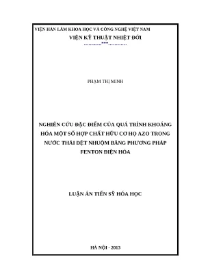 0978 nghiên cứu đặc điểm của quá trình khoáng hóa một số hợp chất hữu cơ họ azo trong nước thải dệt nhuộm bằng phương pháp fenton điện hóa luận văn tốt ngh