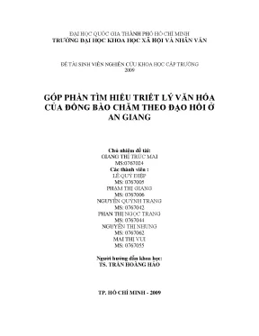 Góp phần tìm hiểu triết lý văn hóa của đồng bào chăm theo đạo hồi ở an giang đề tài sinh viên nghiên cứu khoa học cấp trường 2009