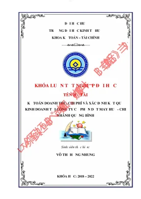 Kế toán doanh thu chi phí và xác định kết quả kinh doanh tại công ty cổ phần dệt may huế chi nhánh quảng bình
