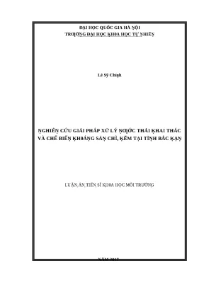 Nghiên cứu giải pháp xử lý nước thải khai thác và chế biến khoáng sản chì kẽm tại tỉnh bắc kạn luận án tiến sĩ vnu