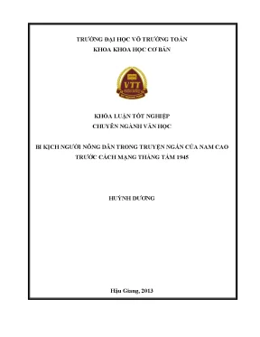 Khóa luận tốt nghiệp văn học bi kịch người nông dân trong truyện ngắn của nam cao trước cách mạng tháng tám 1945