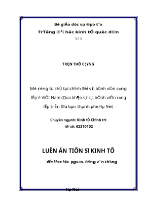 Mở rộng tự chủ tài chính đối với bệnh viện công lập ở việt nam luận án tiến sỹ kinh tế