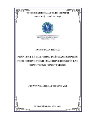 Pháp luật về hoạt động phát hành cổ phiếu theo chương trình lựa chọn cho người lao động trong công ty esop