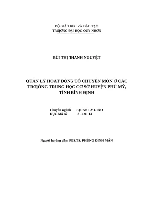 0449 quản lý hoạt động tổ chuyên môn ở các trường trung học cơ sở huyện phù mỹ tỉnh bình định luận văn tốt nghiệp