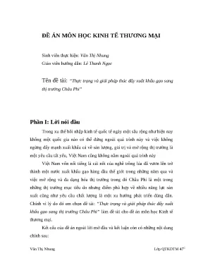 Luận văn tốt nghiệp thực trạng và giải pháp thúc đẩy xuất khẩu gạo sang thị trường châu phi