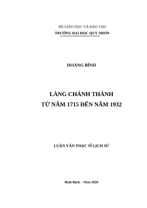 1245 làng chánh thành từ năm 1715 đến năm 1932 luận văn tốt nghiệp