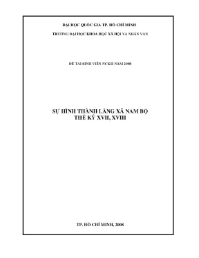 Sự hình thành làng xã nam bộ thế kỷ xvii xviii đề tài sinh viên nckh năm 2008