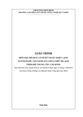 Giáo trình cơ sở kỹ thuật nhiệt lạnh nghề vận hành sửa chữa thiết bị lạnh trình độ trung cấp cao đẳng