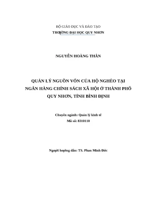 0433 quản lý nguồn vốn của hộ nghèo tại ngân hàng chính sách xã hội ở thành phố quy nhơn tỉnh bình định luận văn tốt nghiệp