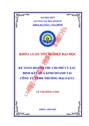 Kế toán doanh thu chi phí và xác định kết quả ki doanh tại công ty tnhh thương mại saita