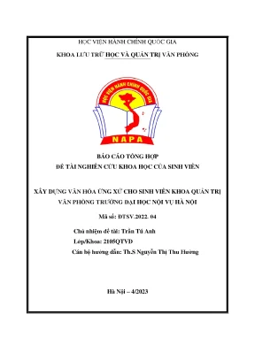 Xây dựng văn hóa ứng xử cho sinh viên khoa quản trị văn phòng trường đại học nội vụ hà nội